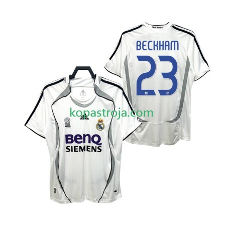 Billiga Fotbollströjor Real Madrid BECKHAM 23 2006 2007 Retro Hemma tröja Kortärmad